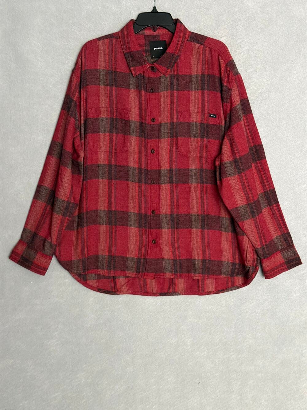 prAna Cabin Core Flannel Shirt Button Front in Retrograde Women's XL NEW